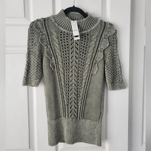 Ruffle neck cotton sweater